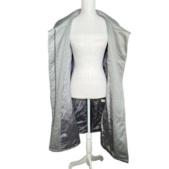 Vintage Searle silver gray trench coat wide collar winter belted parka puffer - Picture 6 of 13